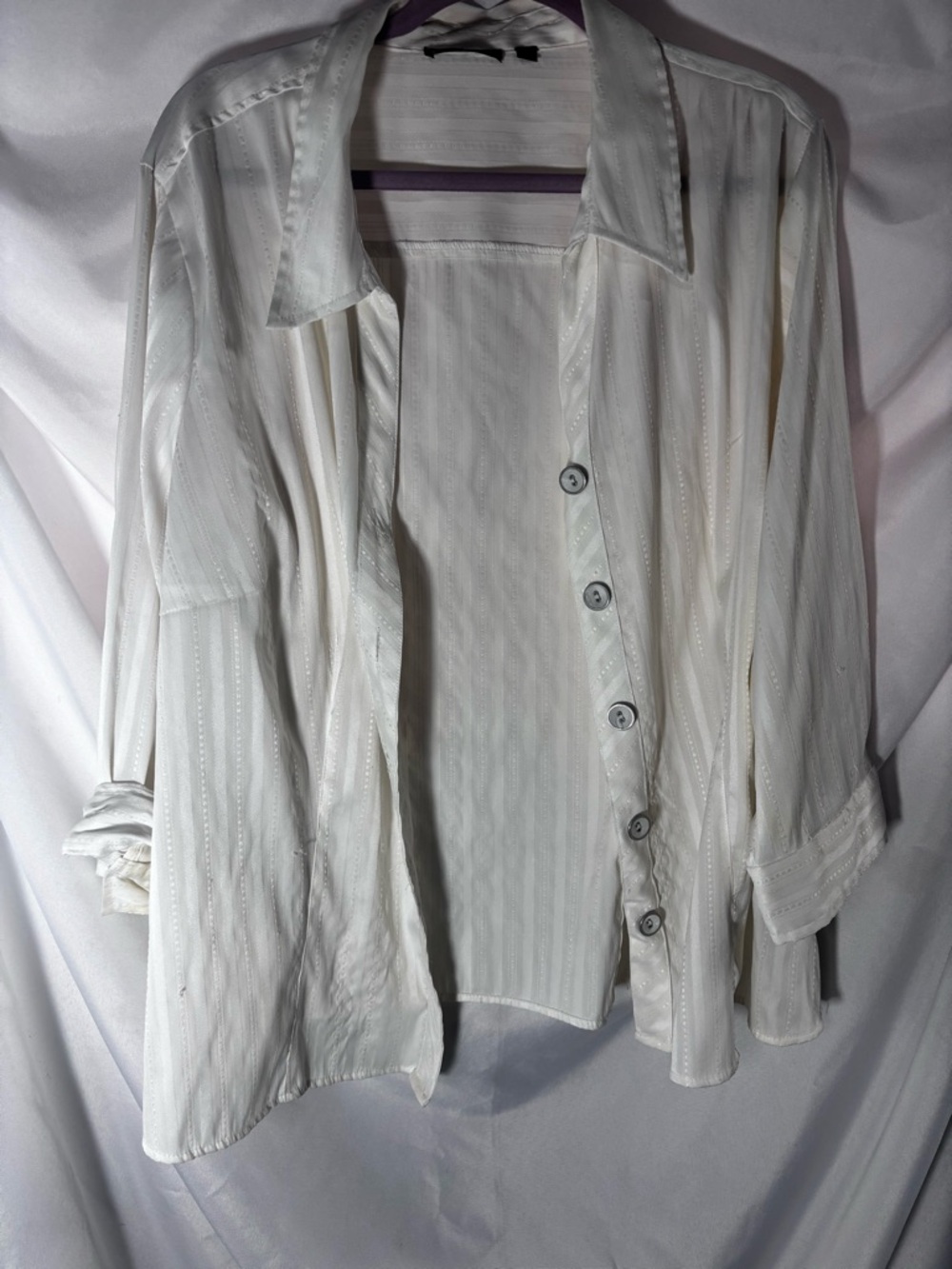 Essentials Ivory Sheer Button-Up Blouse